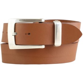 BELTINGER Designer Belt Made of Full Cowhide Leather with Metal Loop 4 cm Jeans Belt for Men and Women 40 mm, Tabac Silver