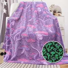 Cute Mushroom Blanket Glow in The Dark Mushroom Plush Blanket Throw Soft Purple Mushroom Blankets for  Adults Decor for Couch Sofa Bed - Colour: Blanket Mushroom, Size: 40"x50"