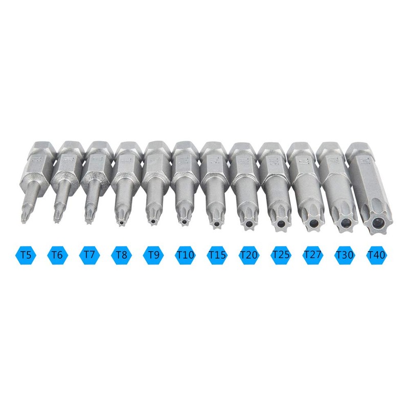 12 Pack 50mm Torx Screwdriver Bit Sets,YuCool 1/4 inch Hex