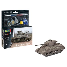 Revell Model Set 63290 Sherman Tank M4A1 1:72 Scale Unbuilt/Unpainted Plastic Model Kit With Accessories