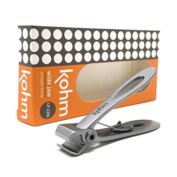 KOHM Nail Clippers for Thick Nails - Heavy Duty, Wide Mouth Professional Fingernail and Toenail Clippers for Men, Women & Seniors, Silver