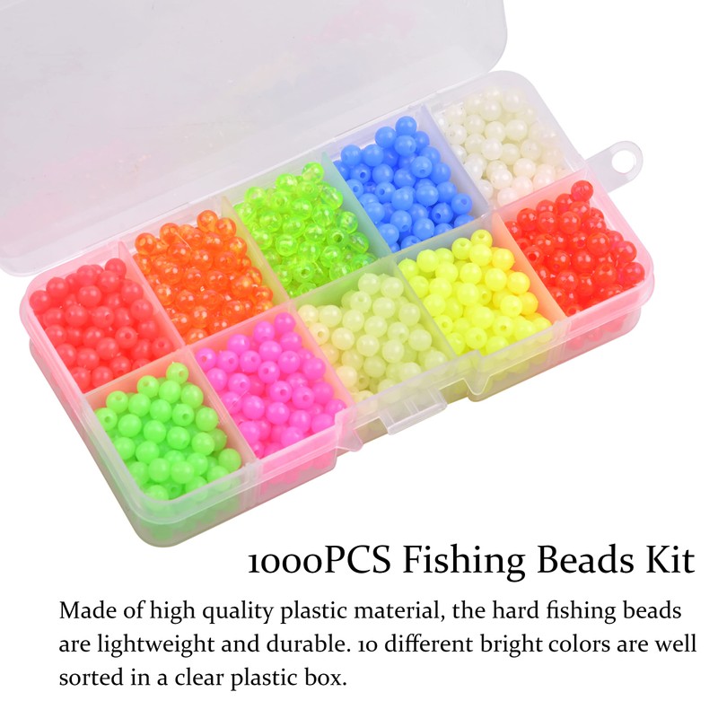 Fishing Beads Assorted Kit - 1000pcs 5mm Round Float Glow