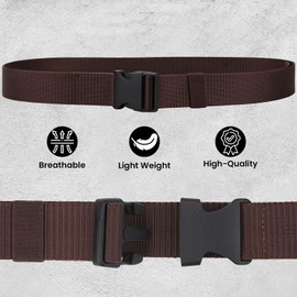 Trimming Shop Nylon Webbing Military-Style Belt, 1.5" Canvas Belt with Quick-Release Plastic Buckle, Combat Webbing Belt for Cargo Pants Tactical Belt