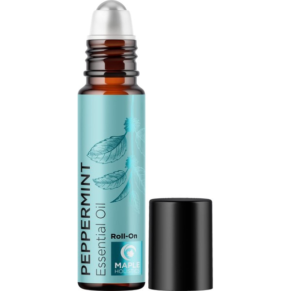 Peppermint Essential Oil Roll On - Pure Peppermint Oil Stick Travel Essentials with Aromatherapy Oil for Headaches - Pre-Diluted Natural Peppermint Oil Roll On for Energy Focus and Concentration