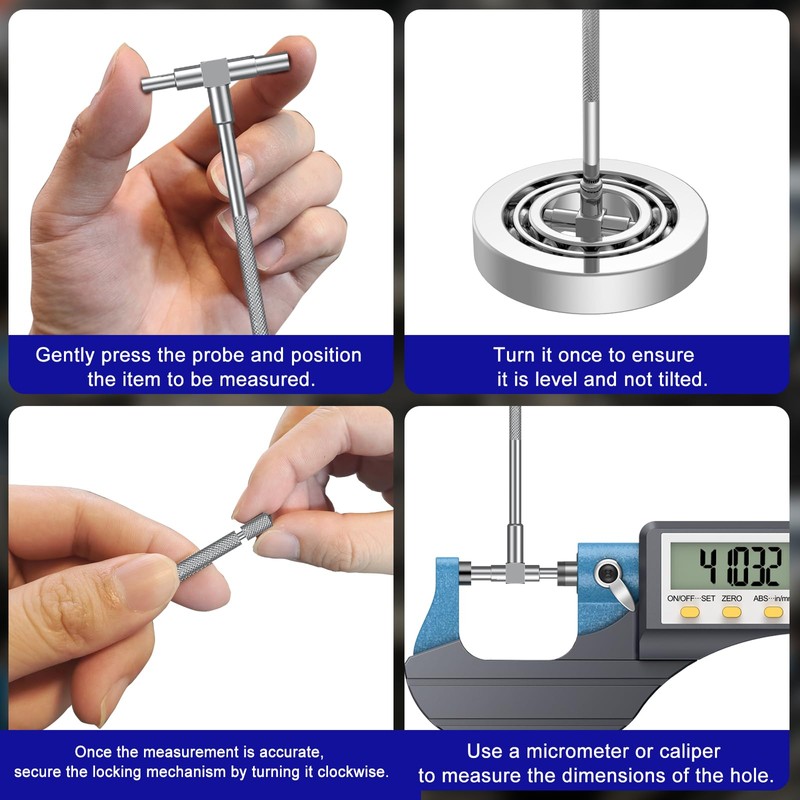 HDLNKAK Telescoping Gage Set, 6 Pack Stainless Steel T -