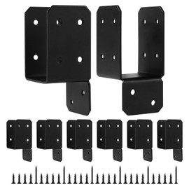 Rasugarlary 16pcs Black Caps Tie Bracket for 2x4 Post, Post Anchor Connector Carbon Steel Mounting Joist Hanger Brackets Wood Timber Connectors for Deck