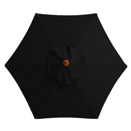 TITA-DONG 6.4 ft Patio Umbrella Replacement Canopy, 6 Rib Replacement Outdoor Umbrella Canopy, Parasol Replacement Cloth, Garden Parasol Canopy, Large Table Umbrella Replacement Top for Den (Black)