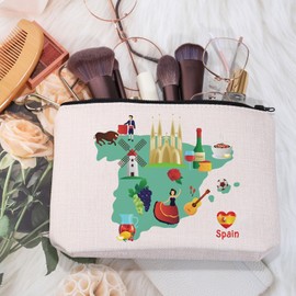 MEIKIUP Spain Travel Cosmetic Bag Europe Spain Souvenir Gift Summer Trip Bag Trip To Spain Gift Travel Lover Gift (Spain bag)