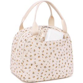 LEDAOU Lunch Box for Women Insulated Lunch Bag Corduroy Lunch Tote Bags Leakproof Cooler Lunch Case for Travel Work Picnic