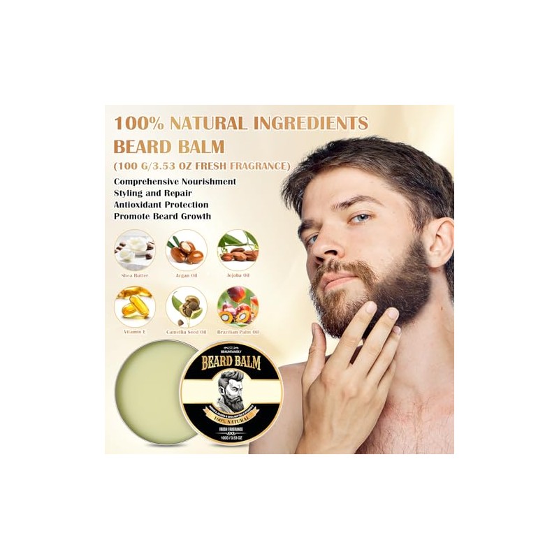 Beauntangly Bálsamo Barba Hombre 100 Natural Manteca Karité Aceite Argán