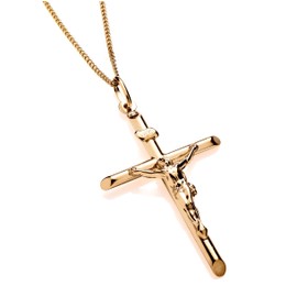 Old English Jewellers 9ct Yellow Gold on Silver Large Crucifix Cross Pendant + Chain 16 18 20 inch (16)
