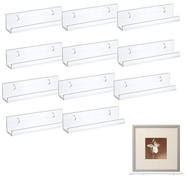 Armastuse 12 Pcs Clear Vinyl Record Wall Mount Shelves, CD Rack Display, Floating Bookshelves Album Holder (10 * 3.1 * 2.2cm)