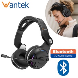 Wantek Bluetooth Headset with Mic 3D Audio Sound Wireless Headphone for PC/Phone