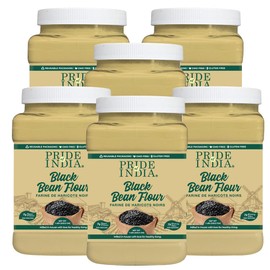 Pride of India - PACK of 6 - Black Bean Flour 1 lbs (454 gm) Rich Earthy Taste Freshly Milled in Small Batches- Used for Cooking Baking Coating Thickening Agent Cakes Gravies Noodles Smoothies Custard