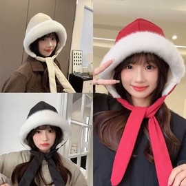 Cute Women's Padded Balaclava & Boarding Hat for Fall/Winter - Red Hat Padded Cotton Style lf1227 Free Size/Black 3ea