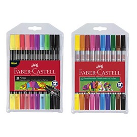 Faber-Castell 151110 Double Fibre Pens, Standard + Neon