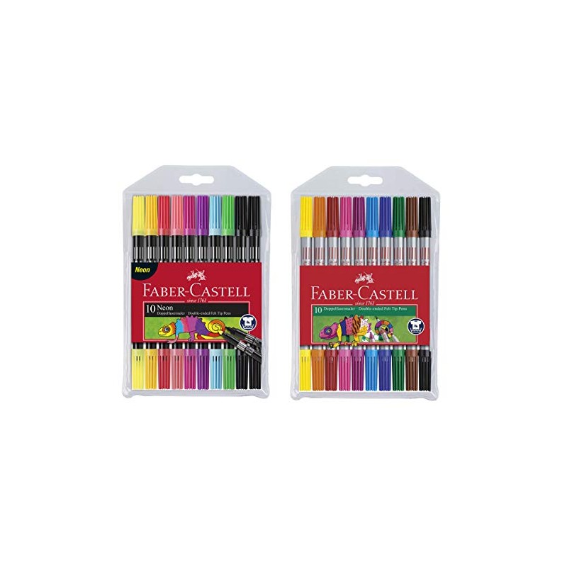 Faber-Castell 151110 Double Fibre Pens, Standard + Neon