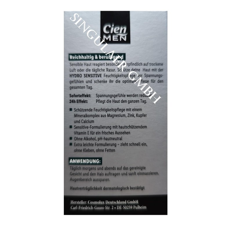 CIEN MEN Face Care Hydro Sensitive Moisturiser for Sensitive Skin,