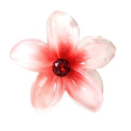 Hawaii Luau Party Dance Performance Plastic Pastel Plumeria Flower with Center Stone hair claw clips in Red