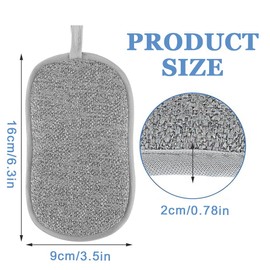 MEXRUMI Pack of 2 Washing Up Sponges, Washable and Reusable with Microfibre (Grey)