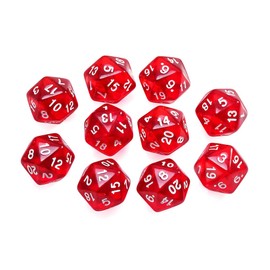 Yourandoll 10pcs Polyhedral Dice D20 Dice 20 Sided Dice 20mm for Dungeons and Dragons DND TRPG MTG Dice and More Table Games (Transparent Red)