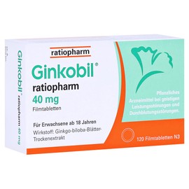 Ginkobil ratiopharm 40 mg film-coated tablets, pack of 120