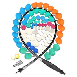 SPTA 77Pcs Mini Detail Polisher With Assorted Pads Polishing Foam Pad Kit, Used on Rotary tools/Polisher, Electric Drill for RMetal Aluminum, Stainless Steel, Chrome, Jewelry, Plastic, Ceramic, Glass