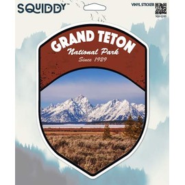Squiddy Grand Teton Wyoming National Park - Vinyl Sticker Decal for Phone, Laptop, Water Bottle (3" Tall)