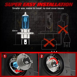 SYJIIP Upgraded Halogen Headlight Bulbs Compatible for Toyota Tacoma 2005 2006 2007 2008 2009 2010 2011, 9003 High Low Beam + 9145 Fog Lights, 6000K White, 300% Brightness, Plug n Play, Pack of 4