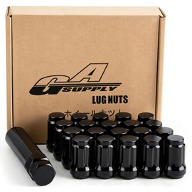 GAsupply 12x1.5 Black Lug Nuts, 1.38" 35mm Tall Conical Seat, 20pcs+1 Key