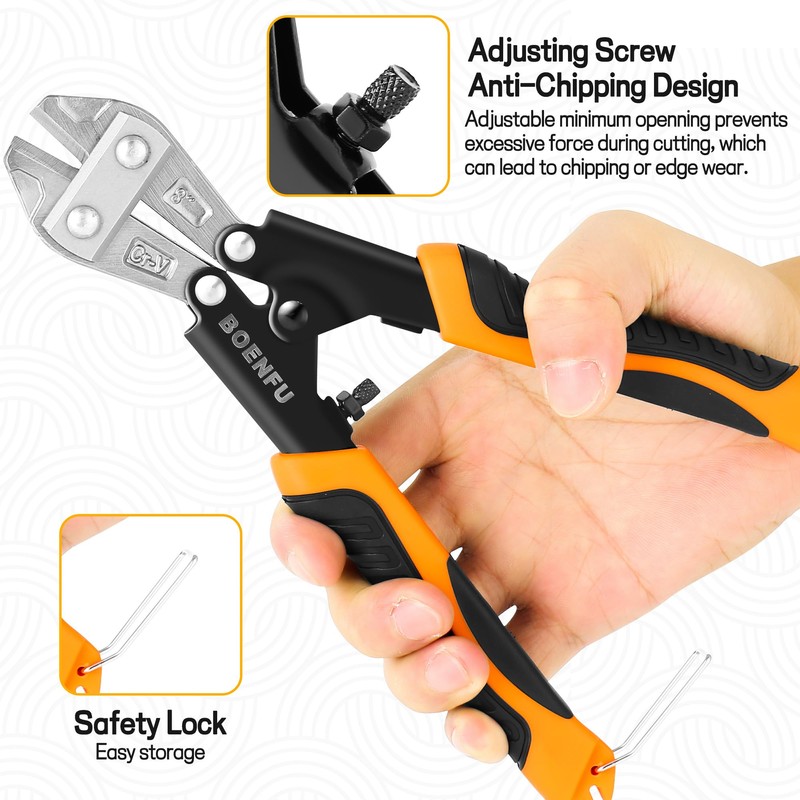 BOENFU Mini Bolt Cutters, Heavy Duty Wire Cutters, 8 inch