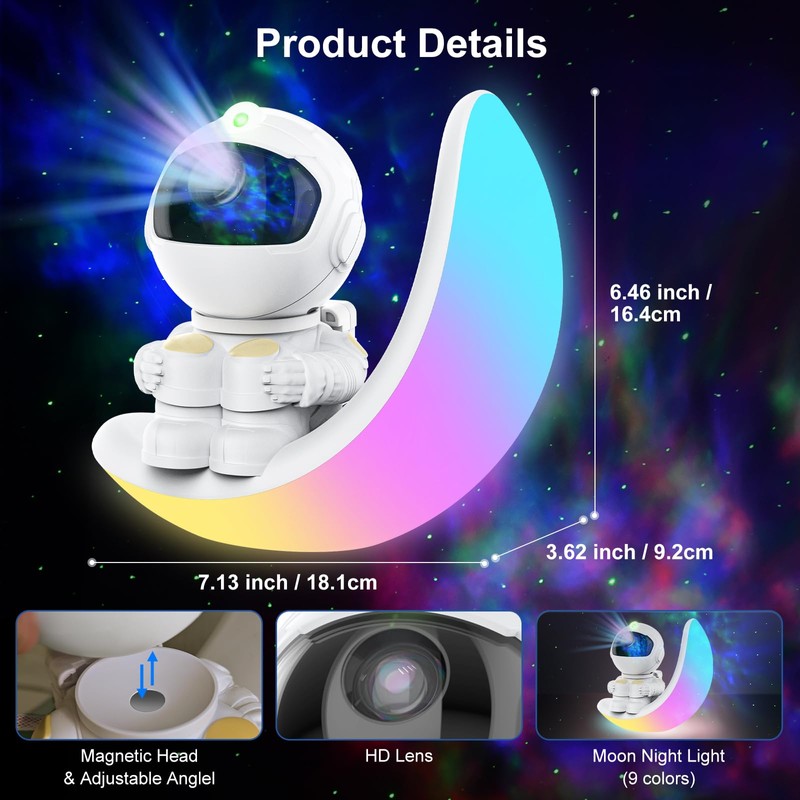 Astronaut Galaxy Projector,Star Projector Galaxy Light with Dynamic Nebula, White