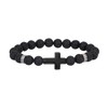 MILAKOO Black Cross Bracelet for Women 8mm Stone Beads Healing