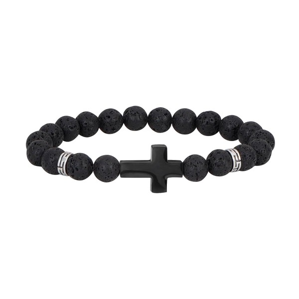 MILAKOO Black Cross Bracelet for Women 8mm Stone Beads Healing