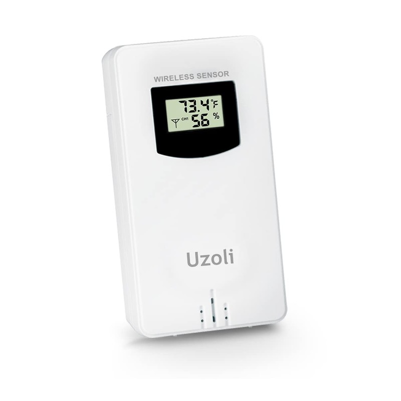 Uzoli Weather Station Sensor, Wireless Remote Sensor, Temperature Humidity Transmitter,