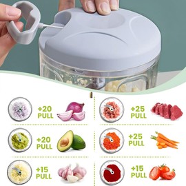 Vegetable Cutter, 500 ml Manual Onion Chopper with Pulley, Multi Chopper with 3 Stainless Steel Blades, Chopper Kitchen for Vegetables, Garlic, Onions