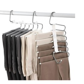 SERENE IMPACT Metal Pants Hangers, Space Saving Closet Organizer, 2 Pack, Anti-Slip Design for Jeans, Skirts, Scarves, Leggings