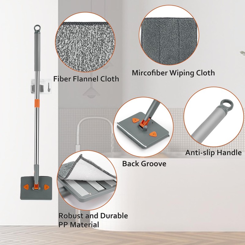 Feeloco Base Board Cleaner Tool,Wall Cleaning Mop with 360° Rotation,