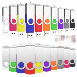 (Not 256GB)256MB USB Stick 20 Pack, ABLAZE Bulk USB 2.0 Memory Stick 256MB Swivel Design Flash Drive with LED Light and lanyards(20 PCS 256MB-10 colors)