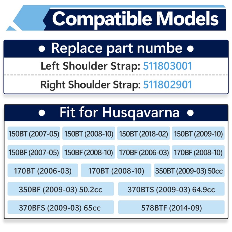 2 Set 511802901 511803001 Backpack Blower Shoulder Straps Compatible with