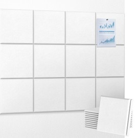 UMIACOUSTICS 12 PCS Acoustic Panels,11.8" x 11.8" x 0.35" Sound Proof Wall Panels, Sound Absorbing Panels and Cork Board for Office, Studio, Home Theater, White