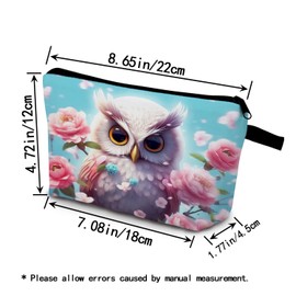 YULUENZE Owl Gift Owls Makeup Bag Cute Small Organizer Bag with Zipper Owl Print Cosmetic Bag Birthday Gifts for Owl Lovers Women Sisters Friends