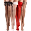 Bencailor 4 Pairs Fishnet Thigh High Stocking Silicone Lace Top