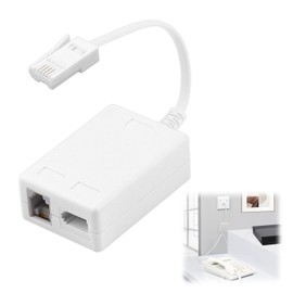 BT to ADSL RJ11 Microfilter Splitter - BT Plug Male to 2 Female Telephone White Socket Splitter Cable, DSL Signal Stabilizer for UK Landline Telephone FAX Modem Sky and Alarm Systems