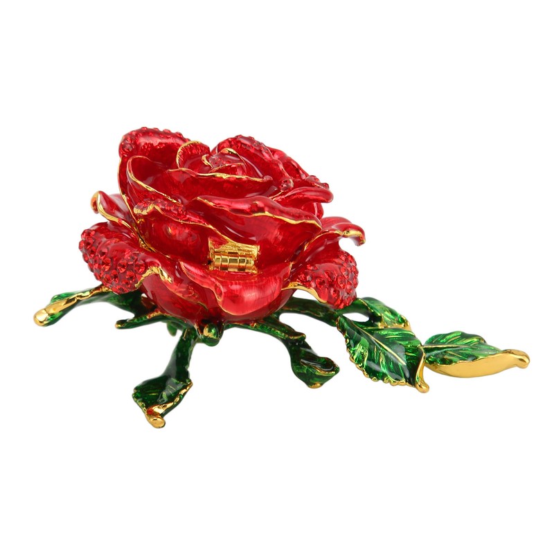 Trinket Box Rose Shape Exquisite Elegant Shiny Jewelry Rings Storage