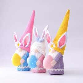 Cuiforest Easter Gnome Plush 3 pcs Easter Doll Ornament Easter Decoration Hug Easter Egg Bunny Rabbit Plush (B)