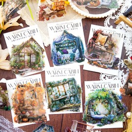 Alideco 60pcs Scrapbook Stickers Cozy Cottage Scrapbooking Junk Journal Crafts Embelishment Decoration Diary Stickers (wenxinxiaowu)