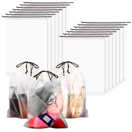 Pack of 14 Shoe Bags Travel Reusable Transparent Shoe Bag Travel with Drawstring and Waterproof Shoe Bag Men and Women Shoe Bag Travel Shoe Bag Suitable for Travel Furniture, transparent, /