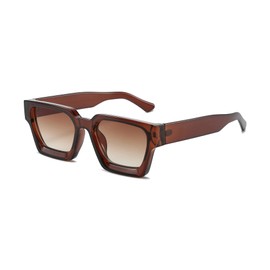 EYLRIM Thick Square Frame Sunglasses for Women Men Fashion Chunky Rectangle Sun Glasses Black Shades(08 Brown Gradient)