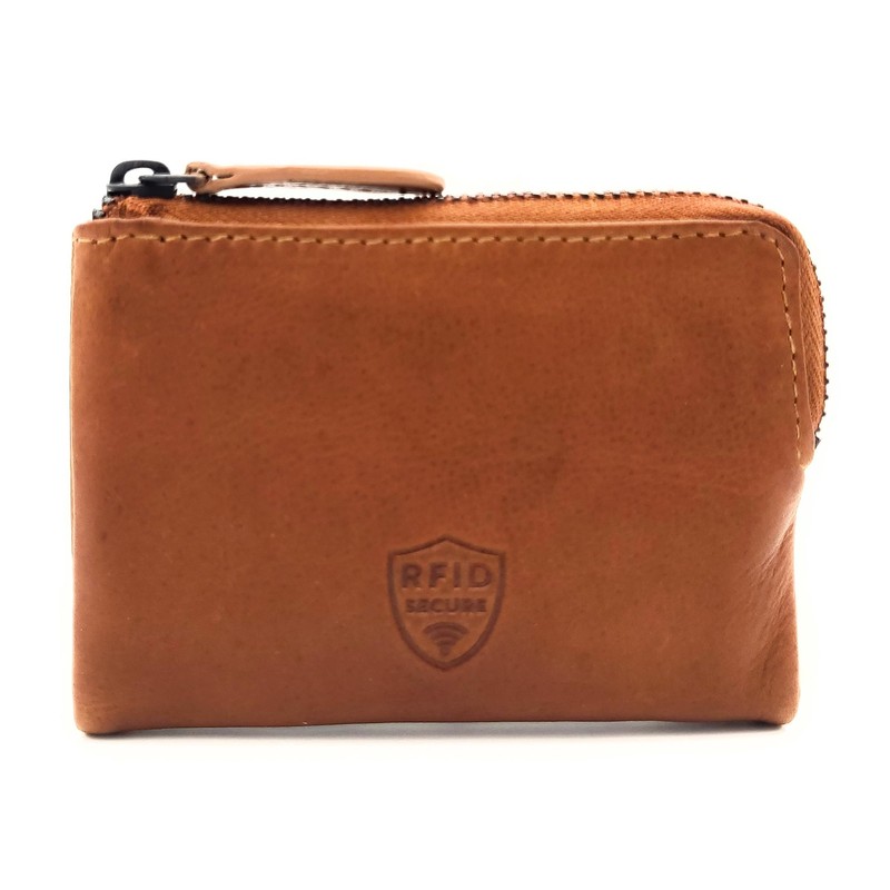 Genuine Leather Mini Wallet Vintage Waxed Cowhide Leather with RFID